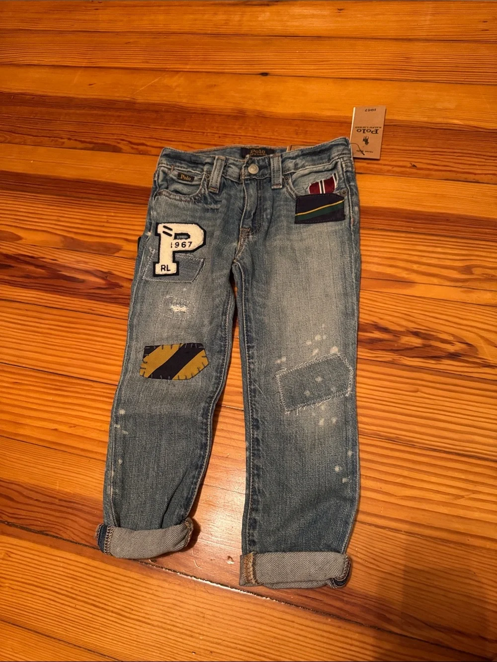 Ralph Lauren Boys Patchwork Light Wash Denim Jeans